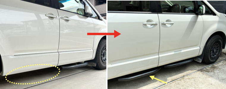 MADLYSサイドステップTYPE-2リア用の装着完了状態