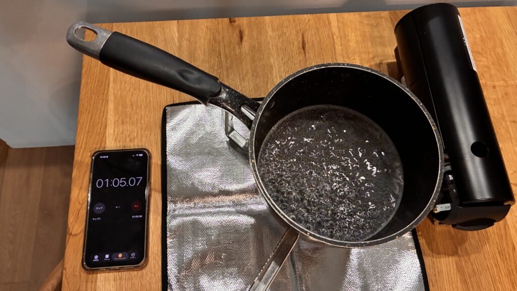 HOME＆CAMP バーナーで200mlの水を沸かす火力テスト