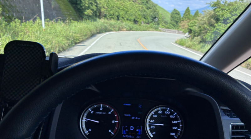 デリカD5を運転している様子。