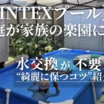 INTEXフレームプールを庭に設置したレビュー記事のアイキャッチ